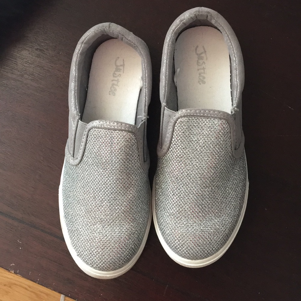 justice sliver slip ons